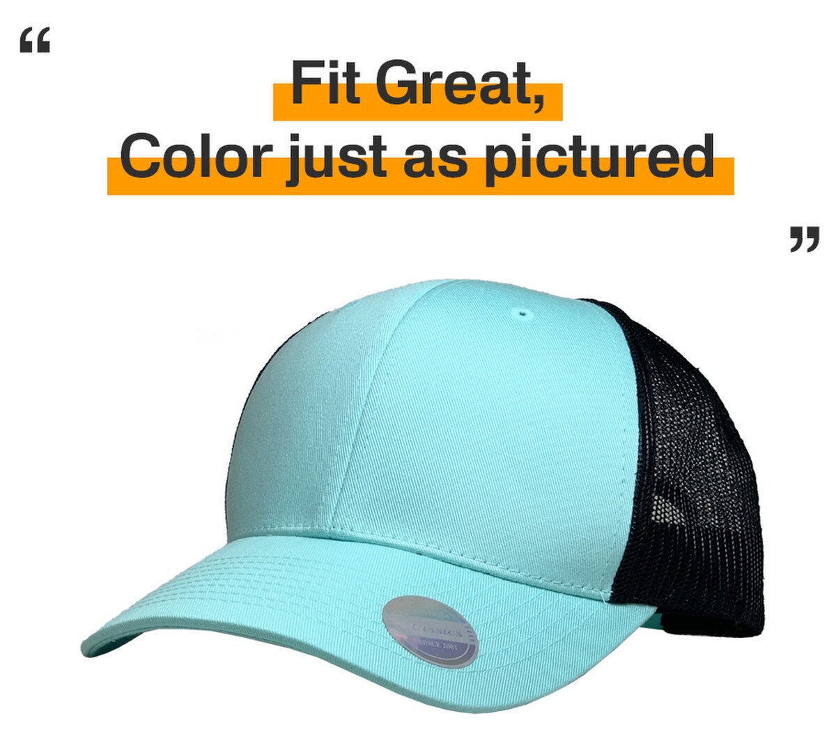 Diamond Blue Black Two Tone Classic 6 Panel Trucker Mesh Snapback Side View Fit Great